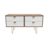 Linear Large Chest of Drawers White & Oak 4 Drawers 115cm