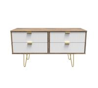 Linear Large Chest of Drawers White & Oak 4 Drawers 115cm