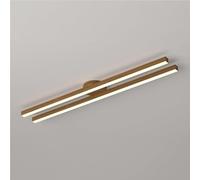 Linear LED Ceiling Light 90CM Dimmable 3-Color Adjustable Iron and Acrylic Modern Flush Mount Lamp with Black/Gold Walnut Finish for Home and Office UseWalnut Grain Color,A Walnut Grain Color