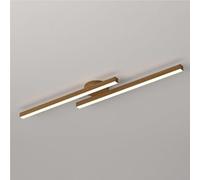 Linear LED Ceiling Light 90CM Dimmable 3-Color Adjustable Iron and Acrylic Modern Flush Mount Lamp with Black/Gold Walnut Finish for Home and Office UseWalnut Grain Color,A Walnut Grain Color