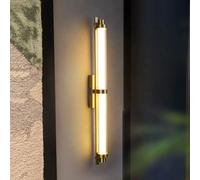 Linear LED Wall Lamp Minimalist Long Tube Glass Wall Sconce, Creative Stainless Steel Wall Lighting Fixture In Gold/Black, 70cm/cm Long Bathroom Vanity Light, Hardwired