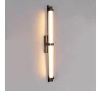 Linear LED Wall Lamp Minimalist Long Tube Glass Wall Sconce, Creative Stainless Steel Wall Lighting Fixture In Gold/Black, 70cm/cm Long Bathroom Vanity Light, Hardwired