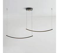 Linear Long Strip Pendant Light, Black Brass Hanging Lamp with Acrylic Shade, LED Suspension Lamps, Slim Dining Room Lighting Drop Lights, 3 Color Mode Chandelier