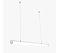 Linear Long Tube Pendant Light, Metal Flute Hanging Lights with White Acrylic Shade, Creative Strip Dining Room Suspension Lamp, Modern Dimmable LED Kitchen Island Chandeliers