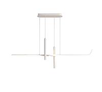 Linear Metal Pendant Light, Ultra-thin Long Chandeliers with Spotlights*2, Modern LED Hanging Lamp, Geometric Dining Room Suspension Lamps, White Kitchen Island Drop Lights