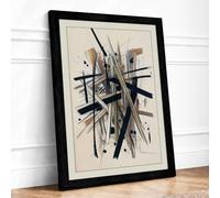 Linear Momentum Abstract Framed Wall Art Print A2 Black