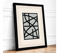 Linear Network Geometric Framed Wall Art Print A1 Black