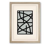 Linear Network Geometric Framed Wall Art Print A2 (59.4×42cm) Oak, Wall Decor for Living Room, Bedroom, Office & Home, Ready to Hang, Art Gift