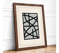 Linear Network Geometric Framed Wall Art Print A2 (59.4×42cm) Walnut, Wall Decor for Living Room, Bedroom, Office & Home, Ready to Hang, Art Gift