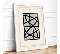 Linear Network Geometric Framed Wall Art Print A4 White