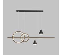 Linear Pendant Light, Black Metal Long Strip Hanging Lamp with White Acrylic Shade, Restaurant Suspension Lamps, 60W Modern LED s - 3 Color Mode, Mi Island Lights