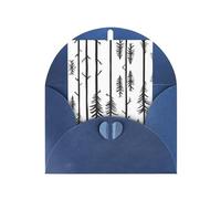 Linear pine patterned Blue party invitation, vertical greeting card, suitable for anniversary