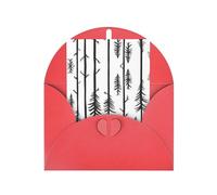 Linear pine patterned Red party invitation, vertical greeting card, suitable for anniversary