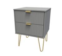 Breda Ready Assembled 2 Drawer Bedside Cabinet in Dusk Grey - Welcome Furniture | TJ Hughes