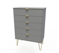 Linear Ready Assembled Matt Dark Grey 5 Drawer Wide Chest (H)1075mm (W)765mm (D)415mm