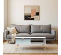 Linear Ready Assembled Matt Duck Egg & White 1 Drawer Small Coffee Table (H)455mm (W)905mm (D)395mm