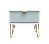 Linear Ready Assembled Matt Duck Egg & White 1 Drawer Small Side Table (H)410mm (W)450mm (D)395mm