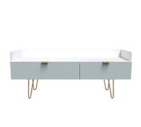 Linear Ready Assembled Matt Duck Egg & White Media Unit With 2 Drawers, (H)128Cm X (W)51.5Cm X (D)39.5Cm