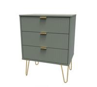 Linear Ready Assembled Matt Green 3 Drawer Chest Of Drawers (H)740mm (W)575mm (D)395mm