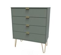Linear Ready Assembled Matt Green 4 Drawer Wide Chest (H)885mm (W)765mm (D)415mm