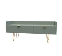 Linear Ready Assembled Matt Green Media Unit With 2 Drawers, (H)128Cm X (W)51.5Cm X (D)39.5Cm
