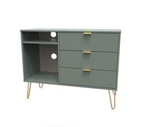 Welcome Furniture Ready Assembled Linear 3 Drawer Tv Unit In Reed Green, Green