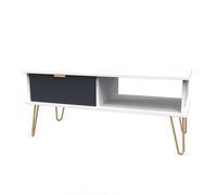 Welcome Furniture Ready Assembled Linear 1 Drawer Coffee Table In Indigo Matt & White