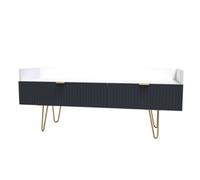 Linear Ready Assembled Matt Indigo & White Media Unit With 2 Drawers, (H)128Cm X (W)51.5Cm X (D)39.5Cm