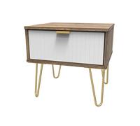Linear Ready Assembled Matt White Dark Oak Effect 1 Drawer Small Side Table (H)410mm (W)450mm (D)395mm