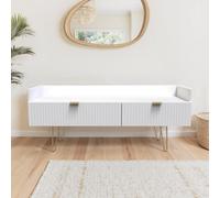 Linear Ready Assembled Matt White Media Unit With 2 Drawers, (H)128Cm X (W)51.5Cm X (D)39.5Cm