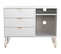 Linear Ready Assembled Matt White Media Unit With 2 Shelves & 3 Drawers, (H)97Cm X (W)74Cm X (D)39.5Cm