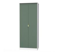 Linear Ready Assembled Modern Matt Green & White Tall Double Wardrobe (H)1970mm (W)740mm (D)530mm