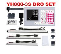 Linear Scale New Big Lcd Set Digital Readout 3 Axis Kit With 3 Pcs 5U Linear Scales 50 To 1000mm For Mill Lathe Machines YH800-3 for DRO Tools Lathe Milling(YH800-3S Dro Set)