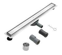 Linear Shower Drain KEOKBON 80cm,304 Stainless Steel Floor Drain Complete Set，Shower Drain Siphon with with 360° Siphon and Hair Strainer,Includes aste Adapter DN40 and DN50