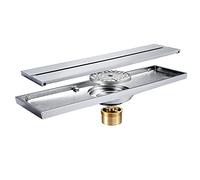 Linear Shower Drain Rectangle Brass Shower Floor Drain 300X82 Mm with Removable Cover Linear Channel Tile Insert Quick Drainage Bathroom Advanced Drain,Chrome Plated (Chrome