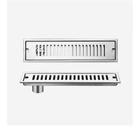 Linear Shower Drain with Hair Strainer, Brushed Rectangle Floor Drain with Removable Cover for Kitchen, Washroom, Garage, and Basement
