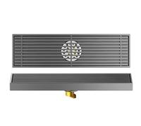 Linear Shower Drain with Hair Strainer, Floor Drain for Kitchen Bathroom Balcony, Rectangular Drainage Channel, Easy Clean