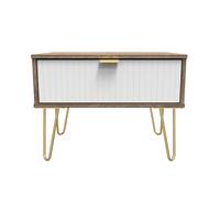 Linear Side Table White & Vintage Oak 1 Drawer 40cm