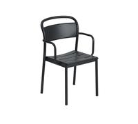 Linear Steel Dining Chair With Armrests Black