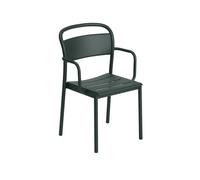 Linear Steel Dining Chair With Armrests Dark Green