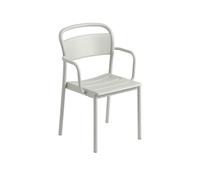 Linear Steel Dining Chair with Armrests Gray