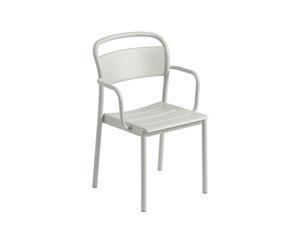Linear Steel Dining Chair with Armrests Gray