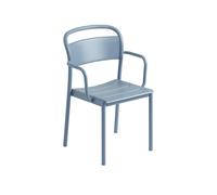 Linear Steel Dining Chair With Armrests Pale Blue