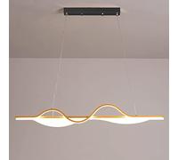 Linear Strip Pendant Lamp, 34W LED Hanging Light, Ultra-Thin Metal Chandelier with White Acrylic Decorative Lampshade, New Chinese Suspension Lamps for Restaurant
