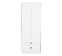 Linear Tall Wardrobe White 2 Doors 2 Drawers 197cm