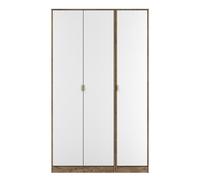 Linear Tall Wardrobe White & Oak 3 Doors 1 Shelf 198cm