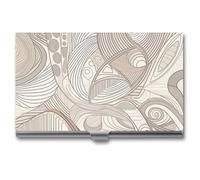 Linear Texture Beige Metal Business Card Case for Men Women Slim Pocket Purse Multi Wallet Professional Pocket Card Holder for Name Card Credit Card, style, One Size