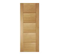 Linear Unglazed Contemporary Oak Veneer Internal Timber Fire Door, (H)1981mm (W)838mm (T)44mm