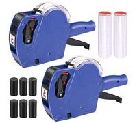 Lineba Price Gun Machine, 2 Packs MX5500 Pricing Tag Guns with 10,000 Label Stickers & 6 Extra Ink Rollers, 8 Digits Label Maker Pricing Label Gun Kit, Red Numerical Tag (2Pack MX5500 Price Gun(Blue))