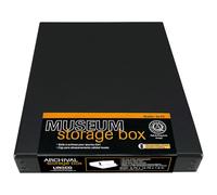 Lineco 16x20 Black Museum Archival Storage Box, Drop Front Design. 16 1/2 x 20 1/2 x 1 1/2 in. Acid-Free with Metal Edge. Protects Pic Longevity, Organize Photos, Documents, Crafts, DIY.